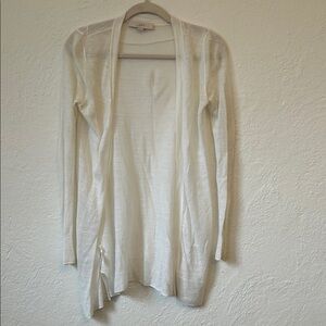 LOFT Cream Open-Front Lightweight Cardigan